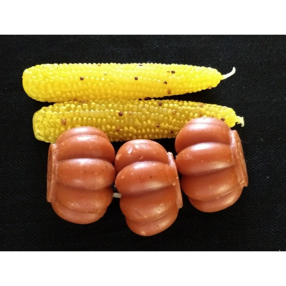 Thanksgiving Corn Cob & Mini‎ Pumpkin Candles Lot/5 Decorative Yellow Orange New